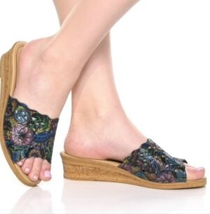 Spring Step Sandals Estella Slide Multicolor Wedge Heel Eu 38, (7.5-8), Sold Out